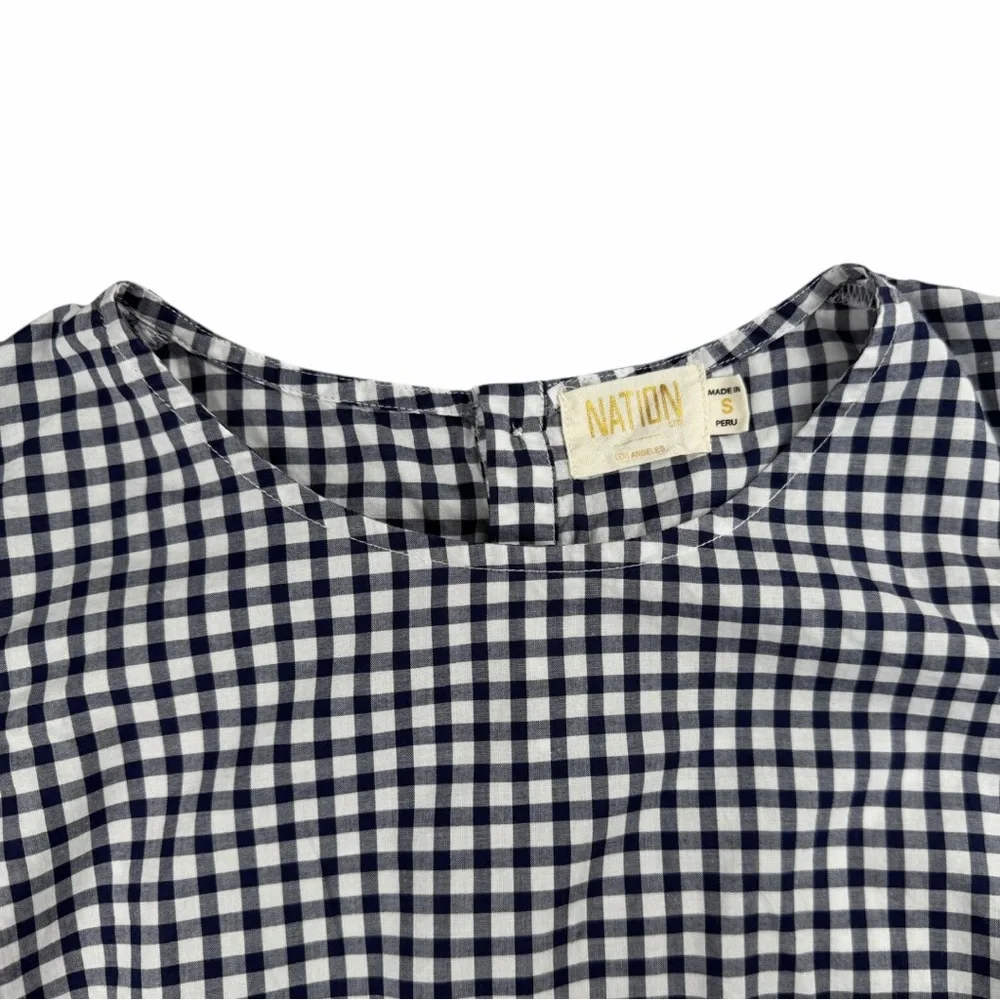 Nation LTD Women’s -Heidi Girly Elastic Crop In Blue & White Gingham Size Small - Picture 6 of 8